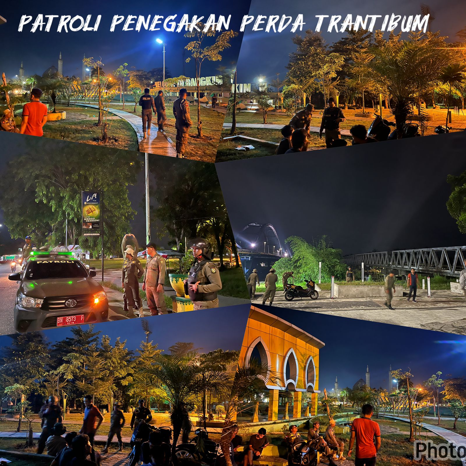 Duduk Hingga Larut di Taman Kota Bangkinang, 4 Pemuda Ditegur Personil Satpol-PP Kampar