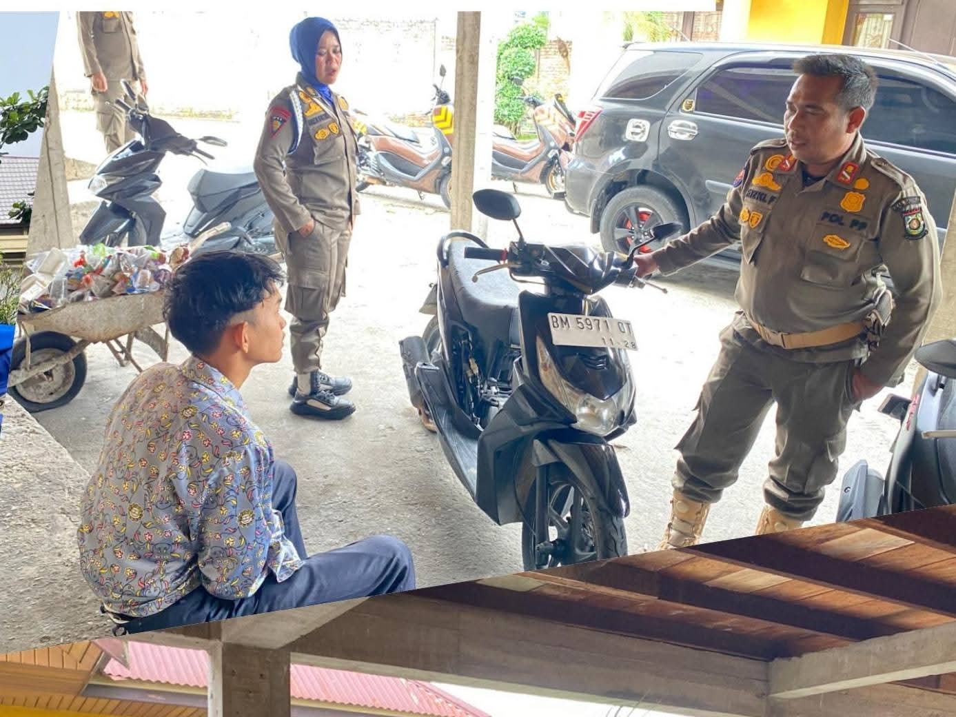 Satpol PP Kampar Amankan Pelajar Nongkrong Saat Jam Belajar di Jalan A. Rahman Saleh